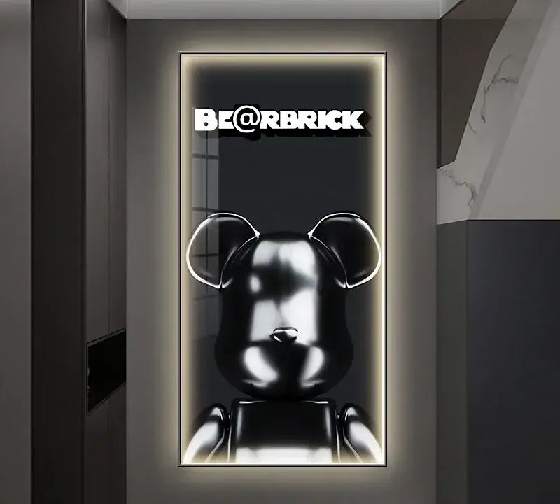 Iron man metallic bearbrick led wall lamp bedroom decor