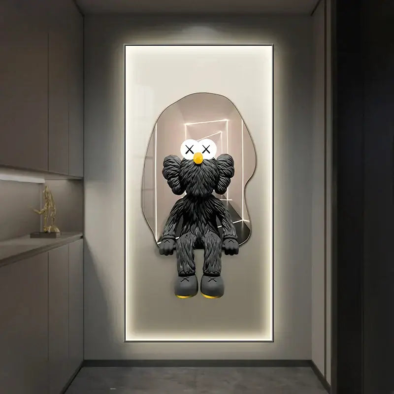Iron man metallic bearbrick led wall lamp bedroom decor