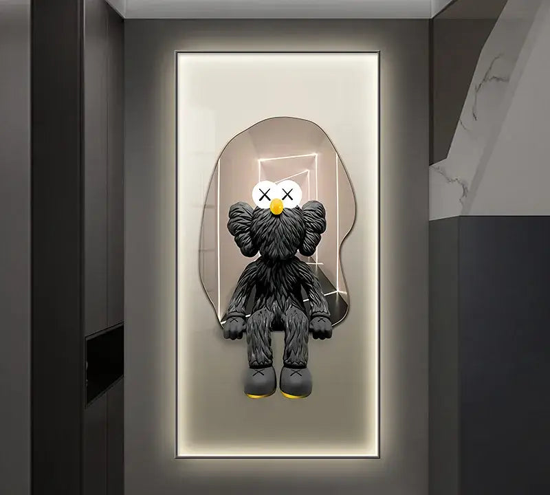 Iron man metallic bearbrick led wall lamp bedroom decor