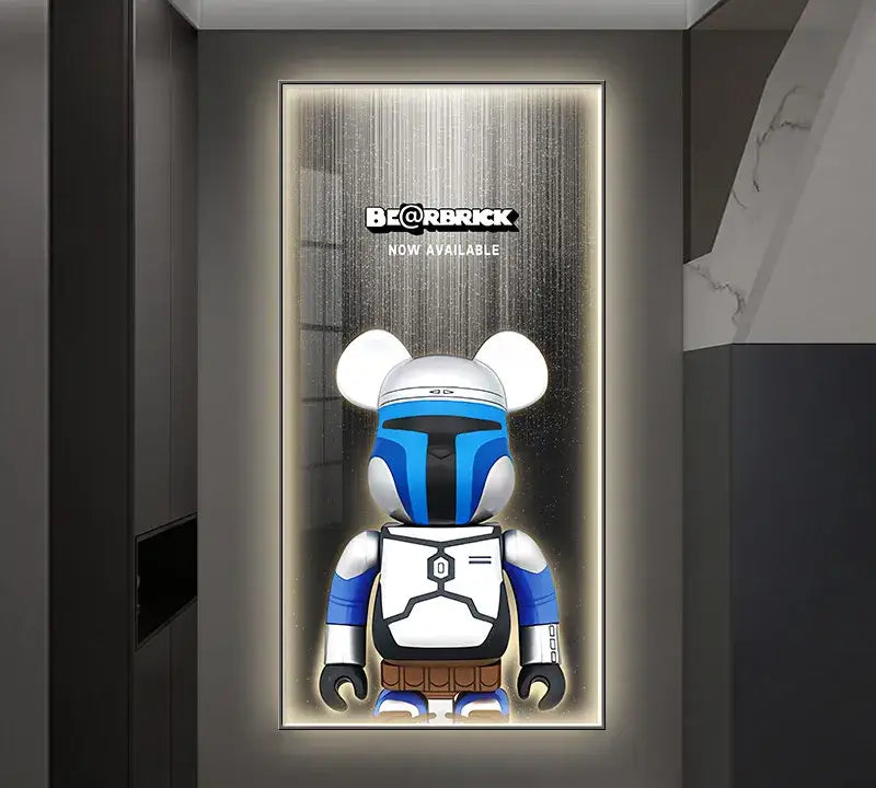 Iron man metallic bearbrick led wall lamp bedroom decor