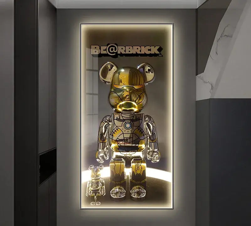 Iron man metallic bearbrick led wall lamp bedroom decor
