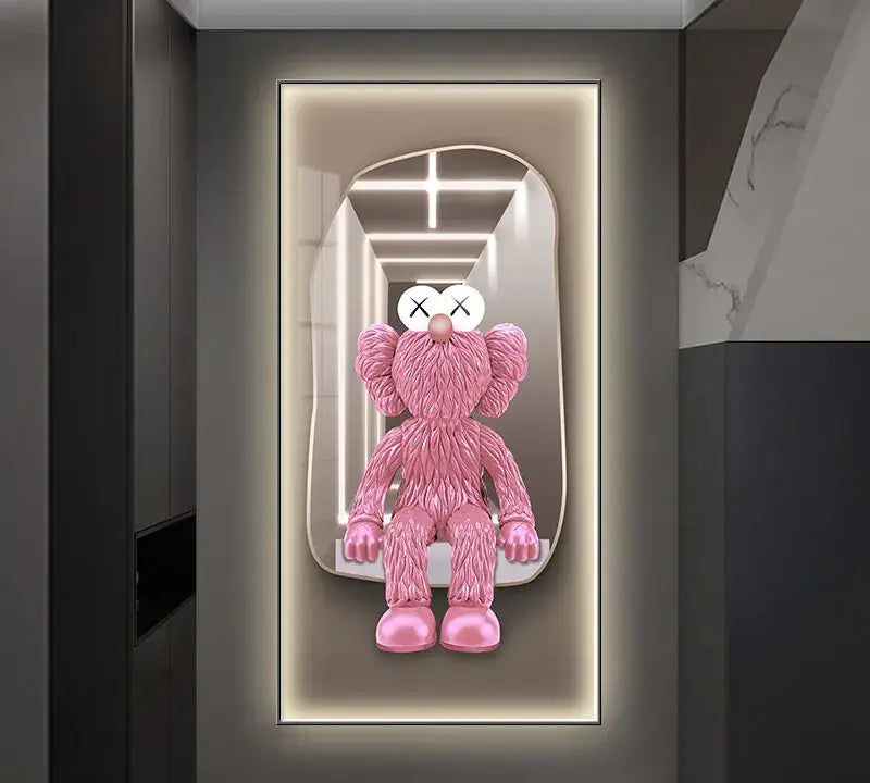 Iron man metallic bearbrick led wall lamp bedroom decor