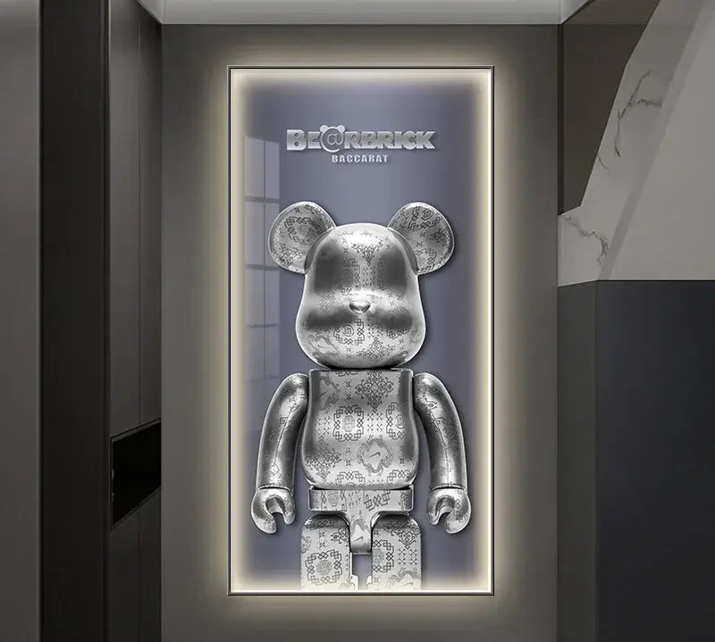 Iron man metallic bearbrick led wall lamp bedroom decor