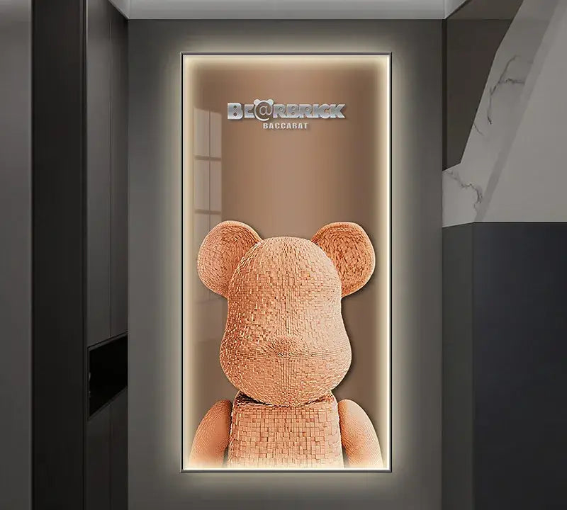 Iron man metallic bearbrick led wall lamp bedroom decor