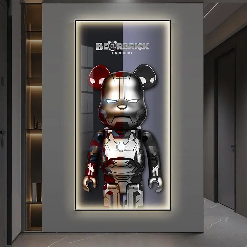 Iron man metallic bearbrick led wall lamp bedroom decor