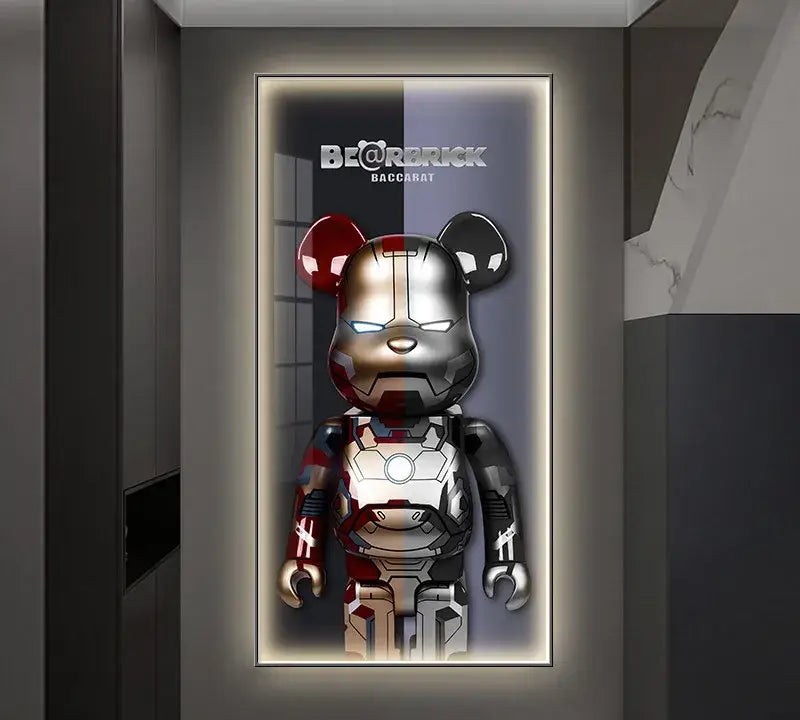 Iron man metallic bearbrick led wall lamp bedroom decor