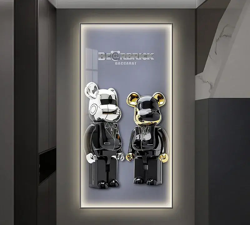 Iron man metallic bearbrick led wall lamp bedroom decor
