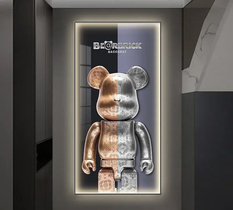 Iron man metallic bearbrick led wall lamp bedroom decor