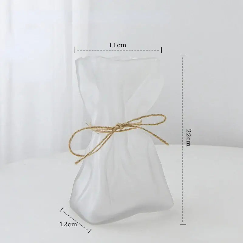 Irregular folded clear glass vase living room flower ornament