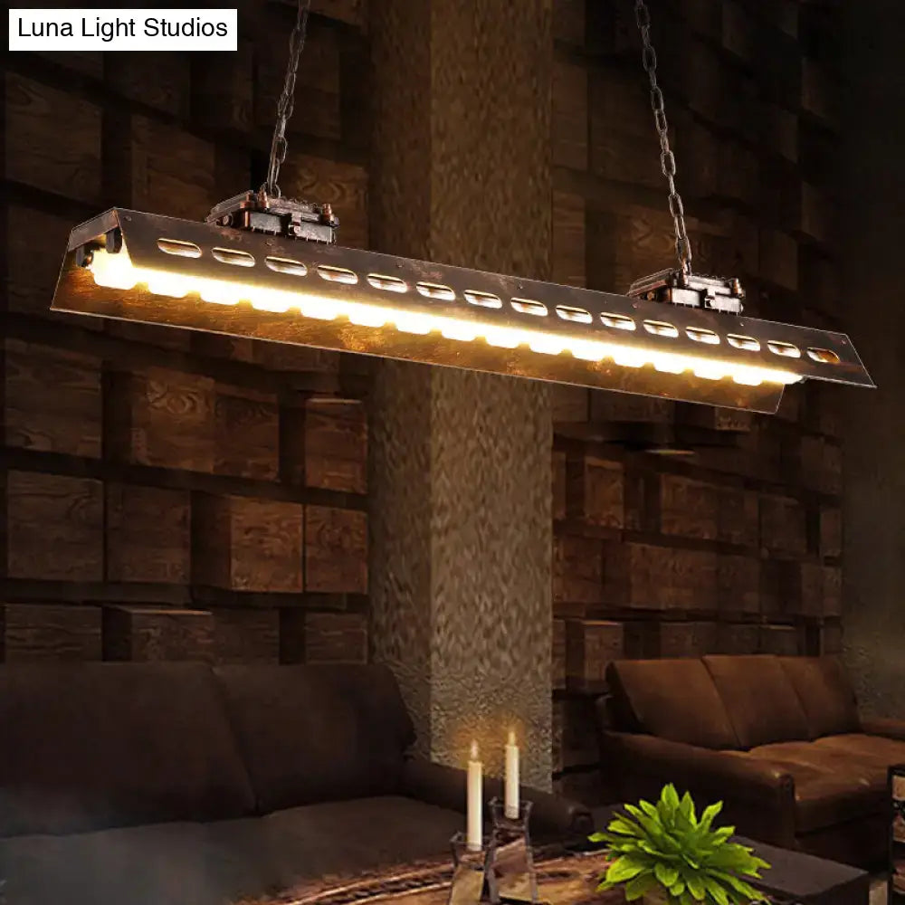 Industrial antiqued iron island lighting fixture kitchen metal frame