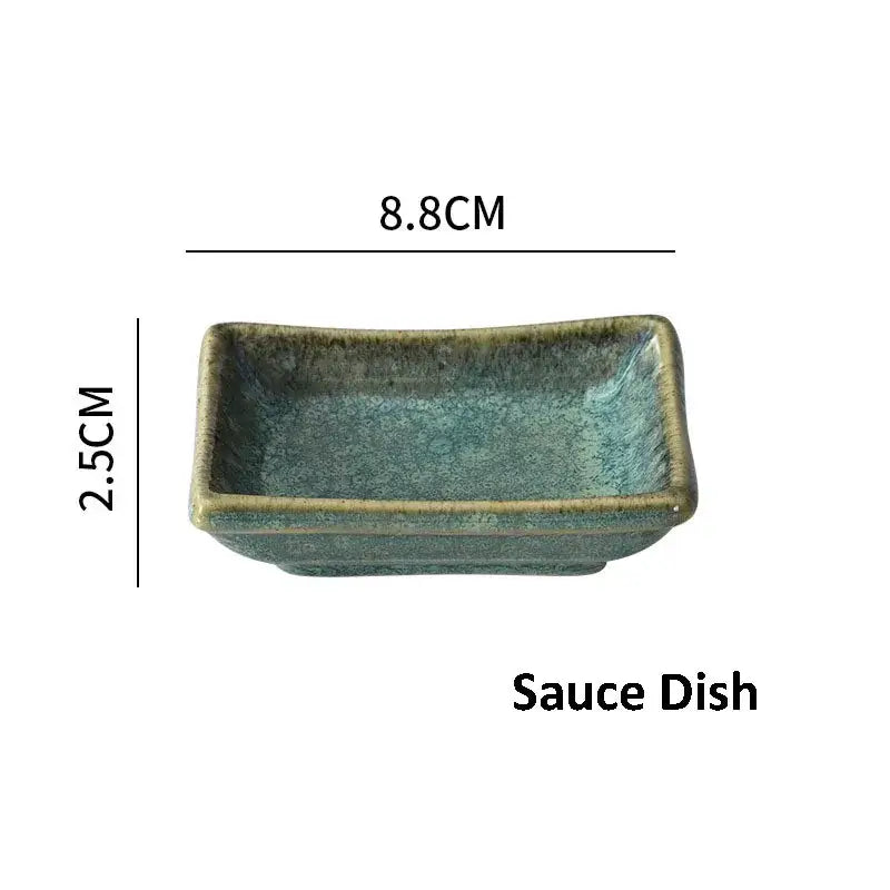 Japanese green textured ceramic dinnerware set dining room bowl