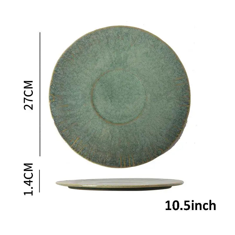 Japanese green textured ceramic dinnerware set dining room bowl