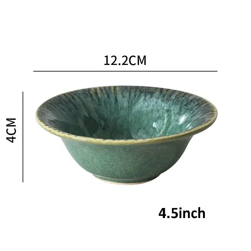 Japanese green textured ceramic dinnerware set dining room bowl