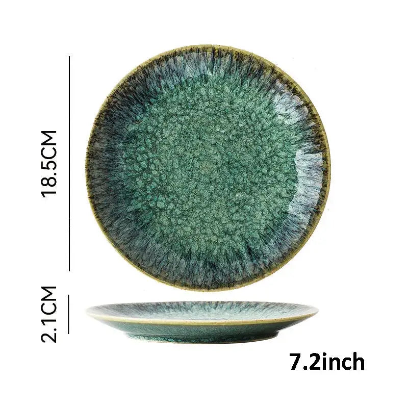 Japanese green textured ceramic dinnerware set dining room bowl