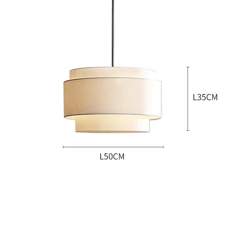 Japanese minimalist cream tiered pendant lamp kitchen fabric light