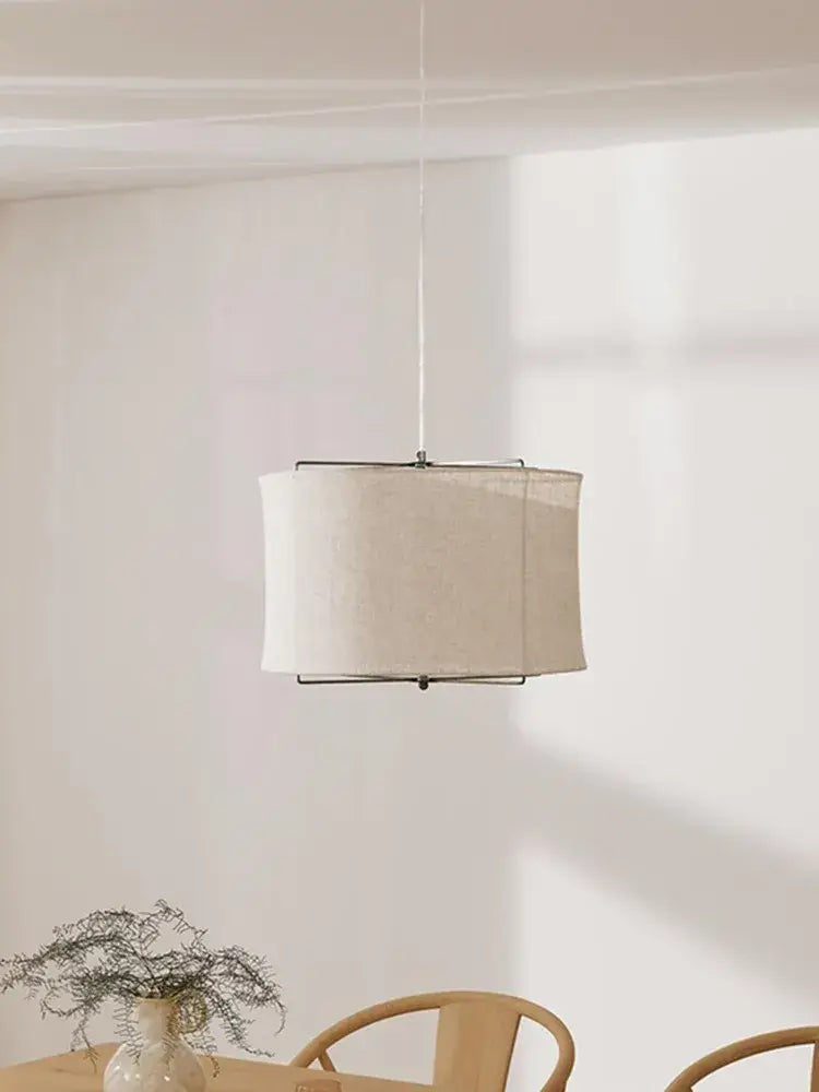 Japanese retro beige decorbites linen fabric chandelier bedroom light