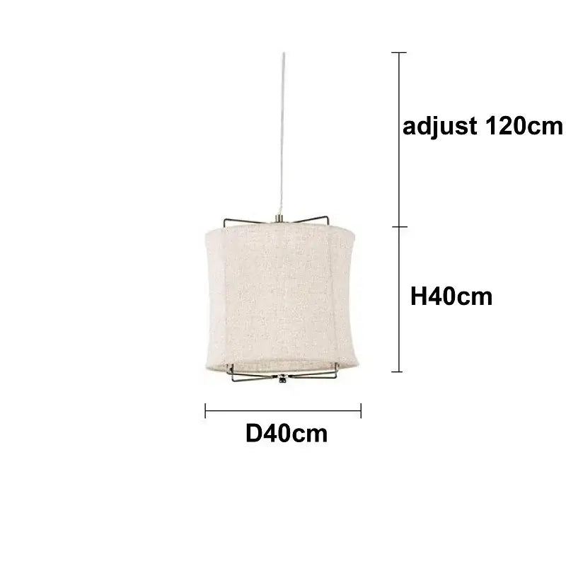 Japanese retro beige decorbites linen fabric chandelier bedroom light