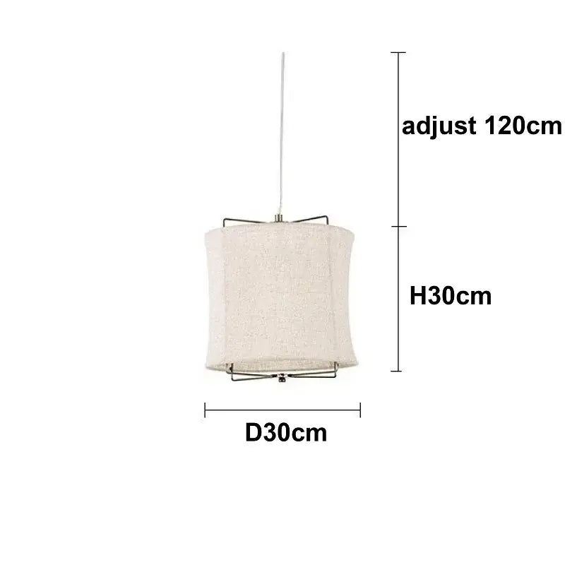 Japanese retro beige decorbites linen fabric chandelier bedroom light