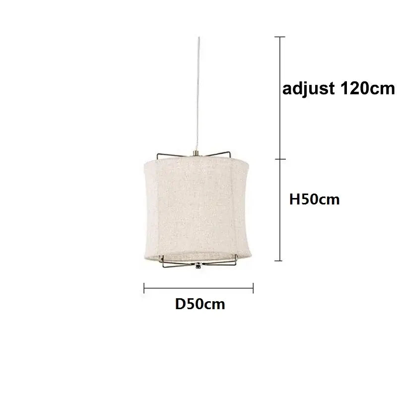 Japanese retro beige decorbites linen fabric chandelier bedroom light