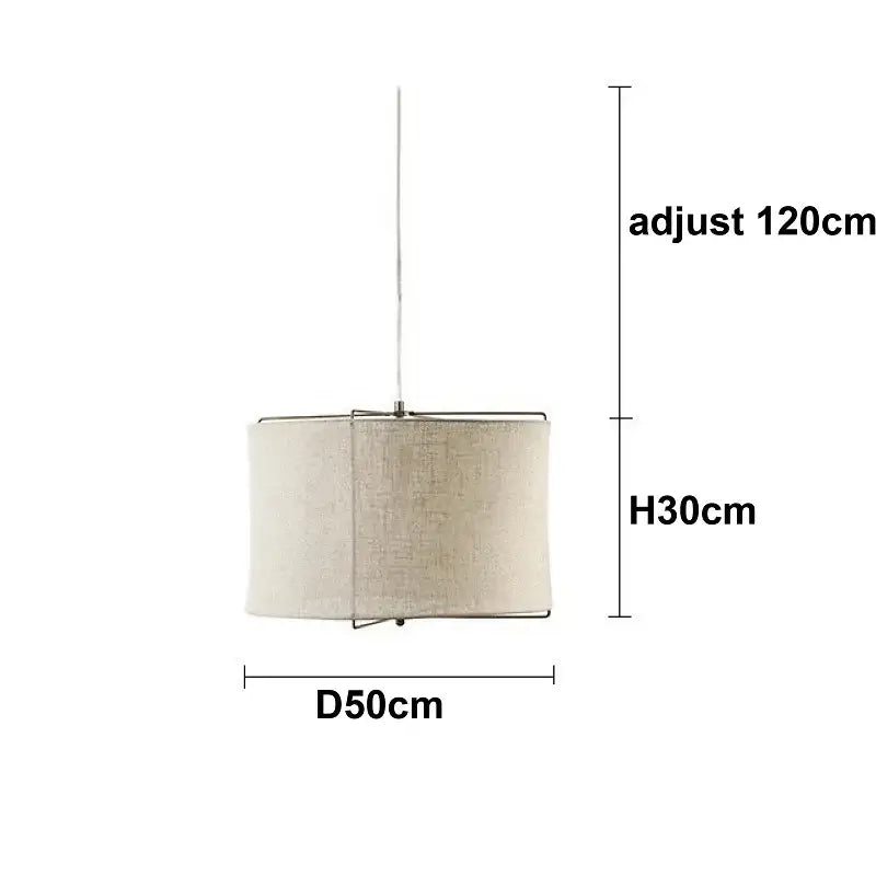 Japanese retro beige decorbites linen fabric chandelier bedroom light