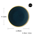Japanese style teal & gold ceramic dinner plate dining room set
