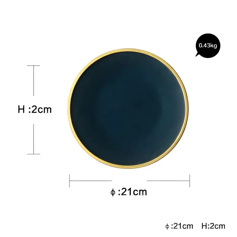 Japanese style teal & gold ceramic dinner plate dining room set