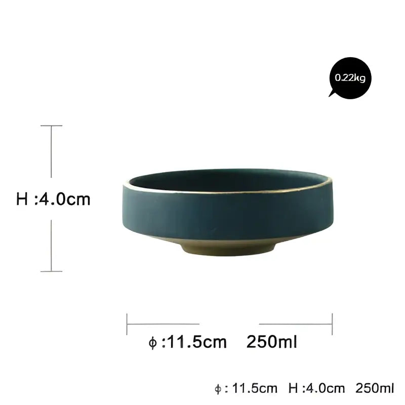 Japanese style teal & gold ceramic dinner plate dining room set