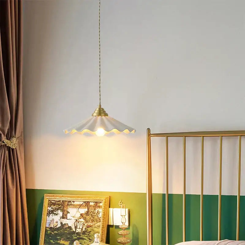 Japanese vintage brass and white ceramic led pendant light kitchen