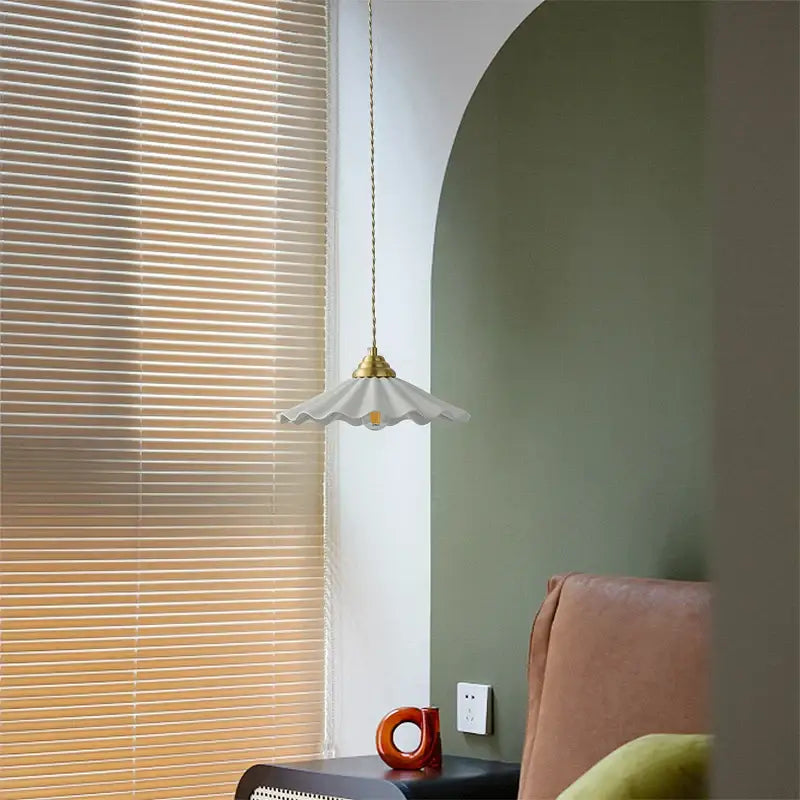 Japanese vintage brass and white ceramic led pendant light kitchen