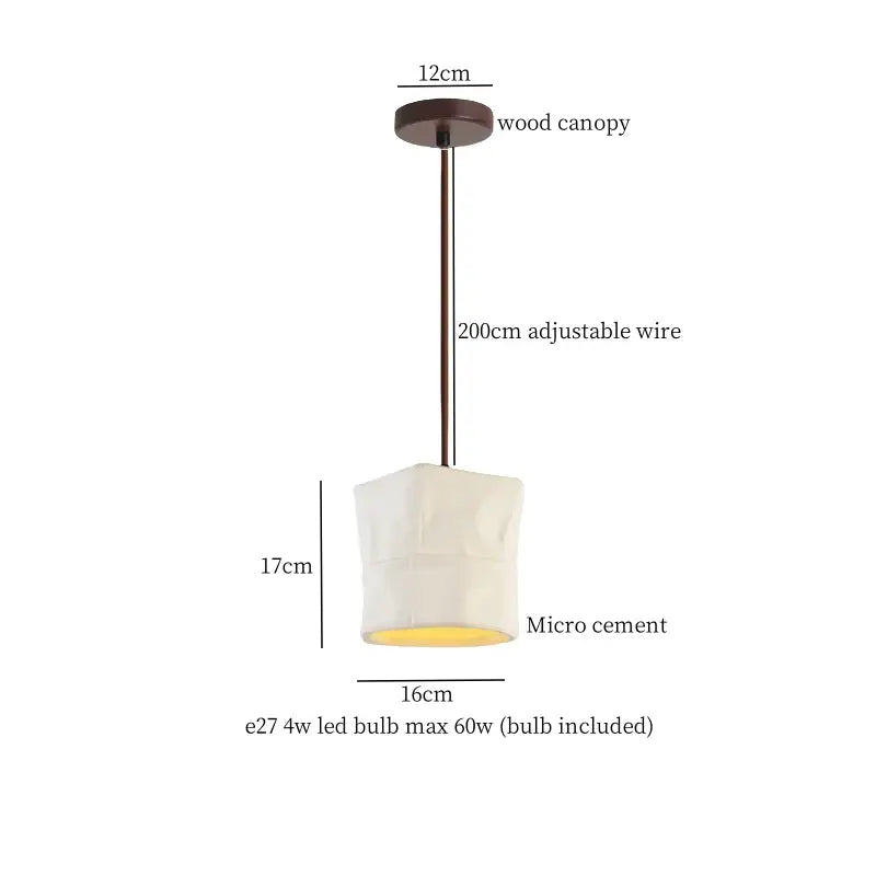 Japanese vintage wood and cement led pendant light bedroom
