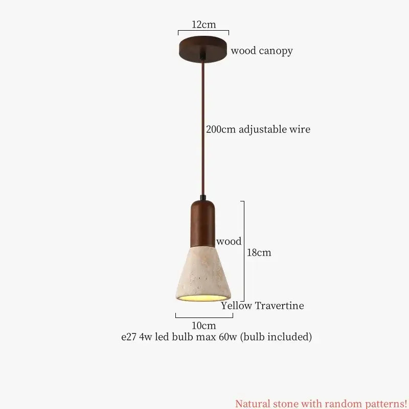 Japanese vintage wood and cement led pendant light bedroom