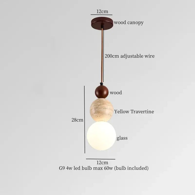 Japanese vintage wood and cement led pendant light bedroom