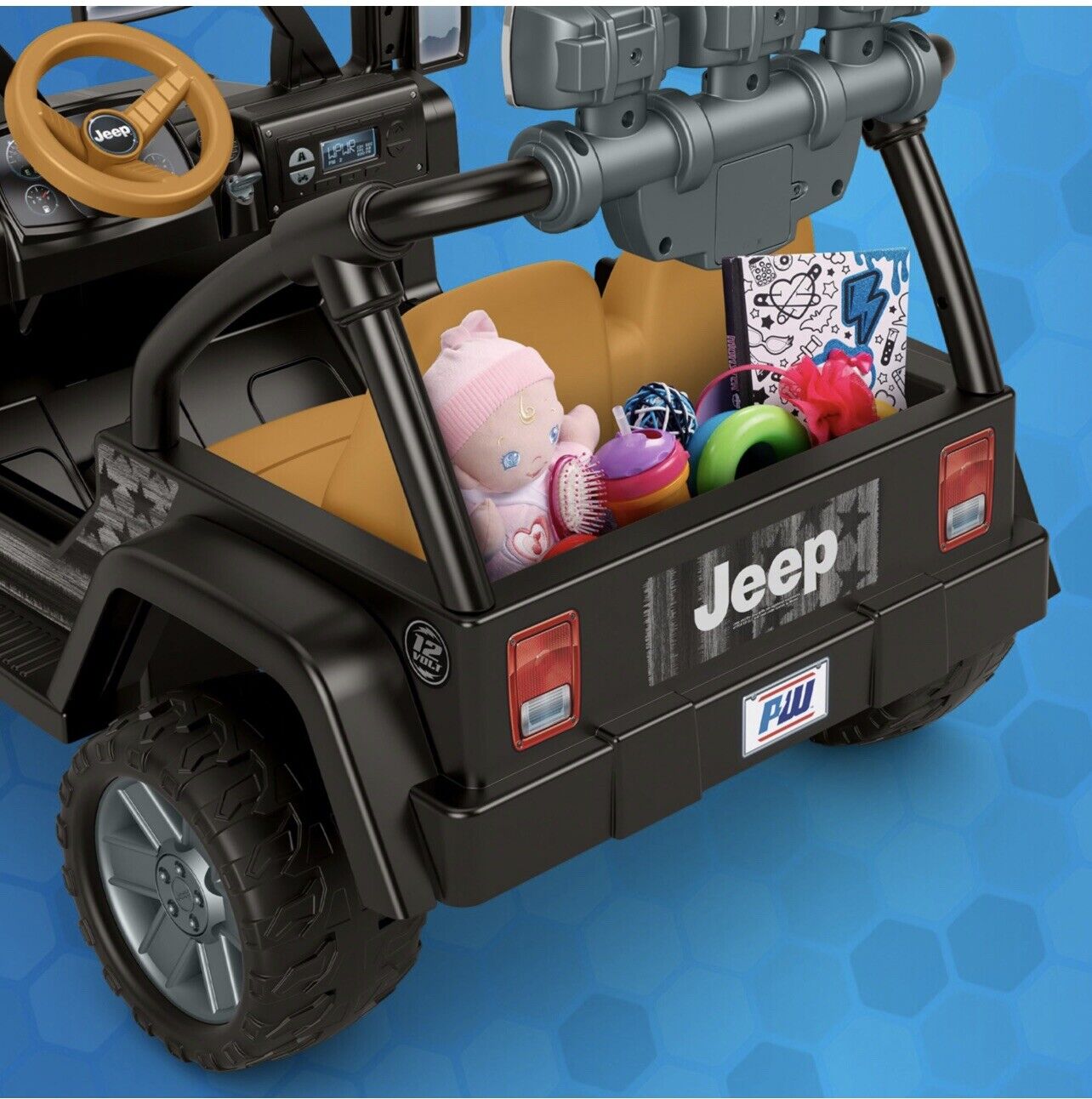 Jeep Wrangler Freedom Ride-On Toy Car with Fog Lights and Sounds - 12 Volt Power Wheels