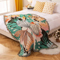 Jungle pink & cream leopard print throw blanket bedroom fringed decor
