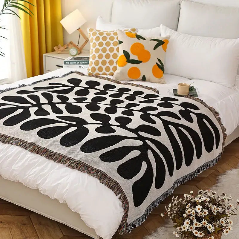 Jungle pink & cream leopard print throw blanket bedroom fringed decor