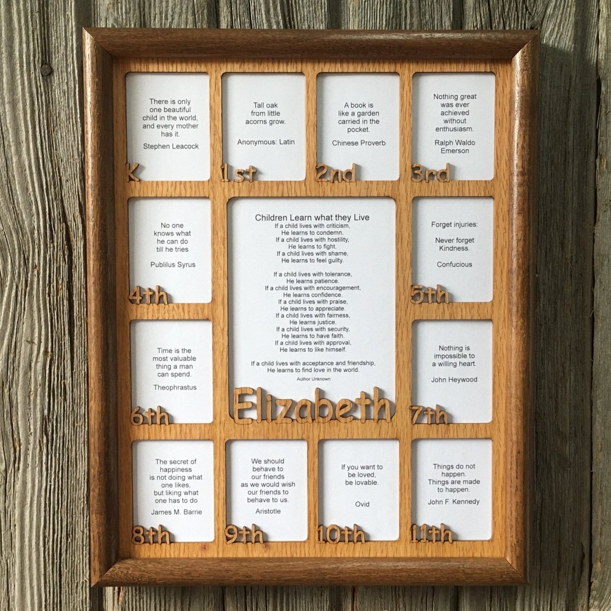K-12th Grade School Years Picture Frame - Rectangular Openings - Holds 5x6.5 & 2.5x3 Photos  11"x14"