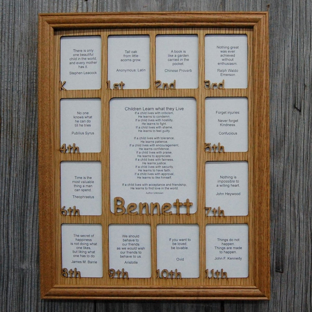 K-12th Grade School Years Picture Frame - Rectangular Openings - Holds 5x6.5 & 2.5x3 Photos  11"x14"
