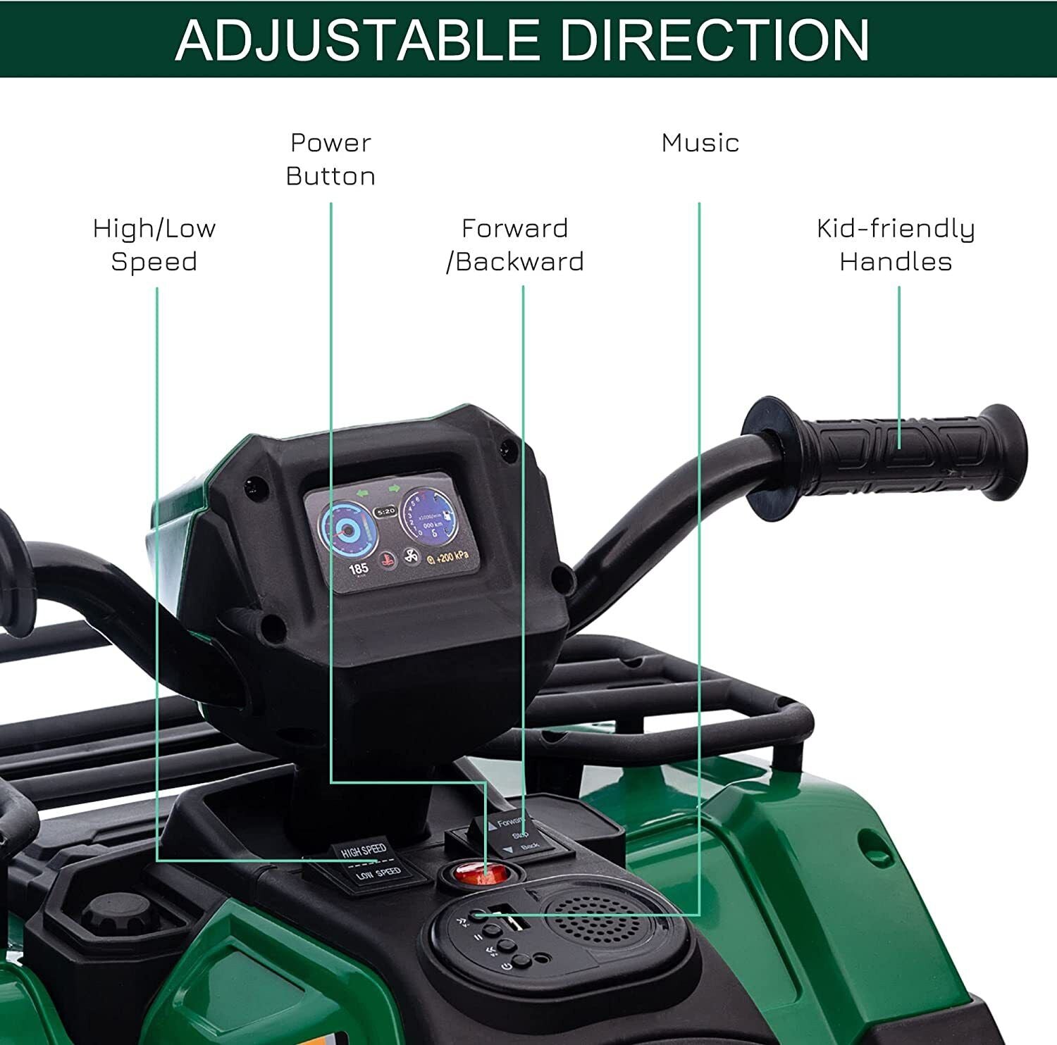 Electric 4-Wheeler ATV for Kids with AUX and USB Ports - 12V Ride-On Quad Car