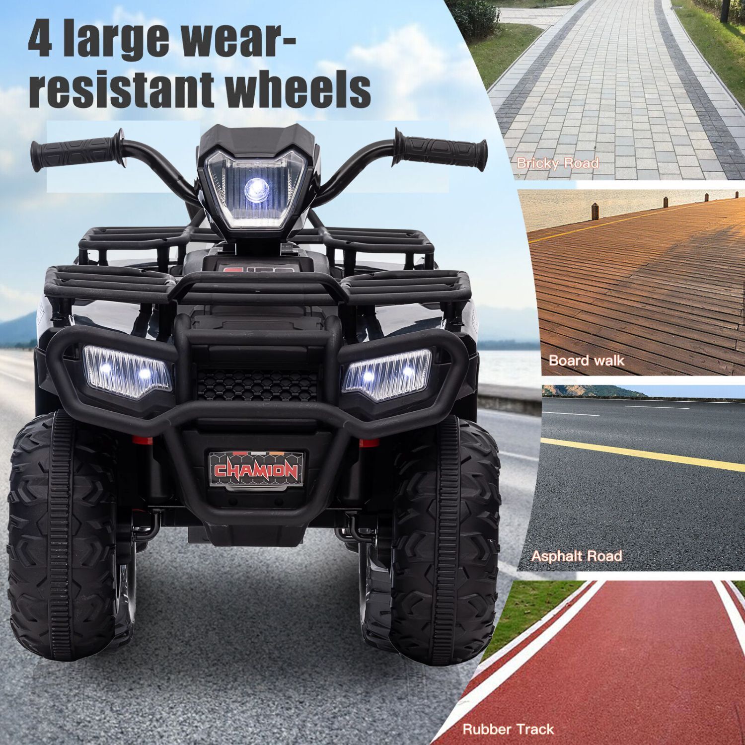 Kids Electric ATV with AUX and USB, 4-Wheeler Ride-On Car for Children - 12V