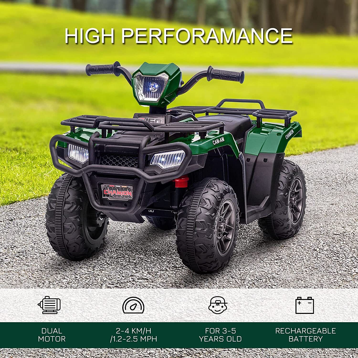 Electric Kids Ride On ATV 4-Wheeler Quad with Music, LED Lights, and USB for Ages 3-8