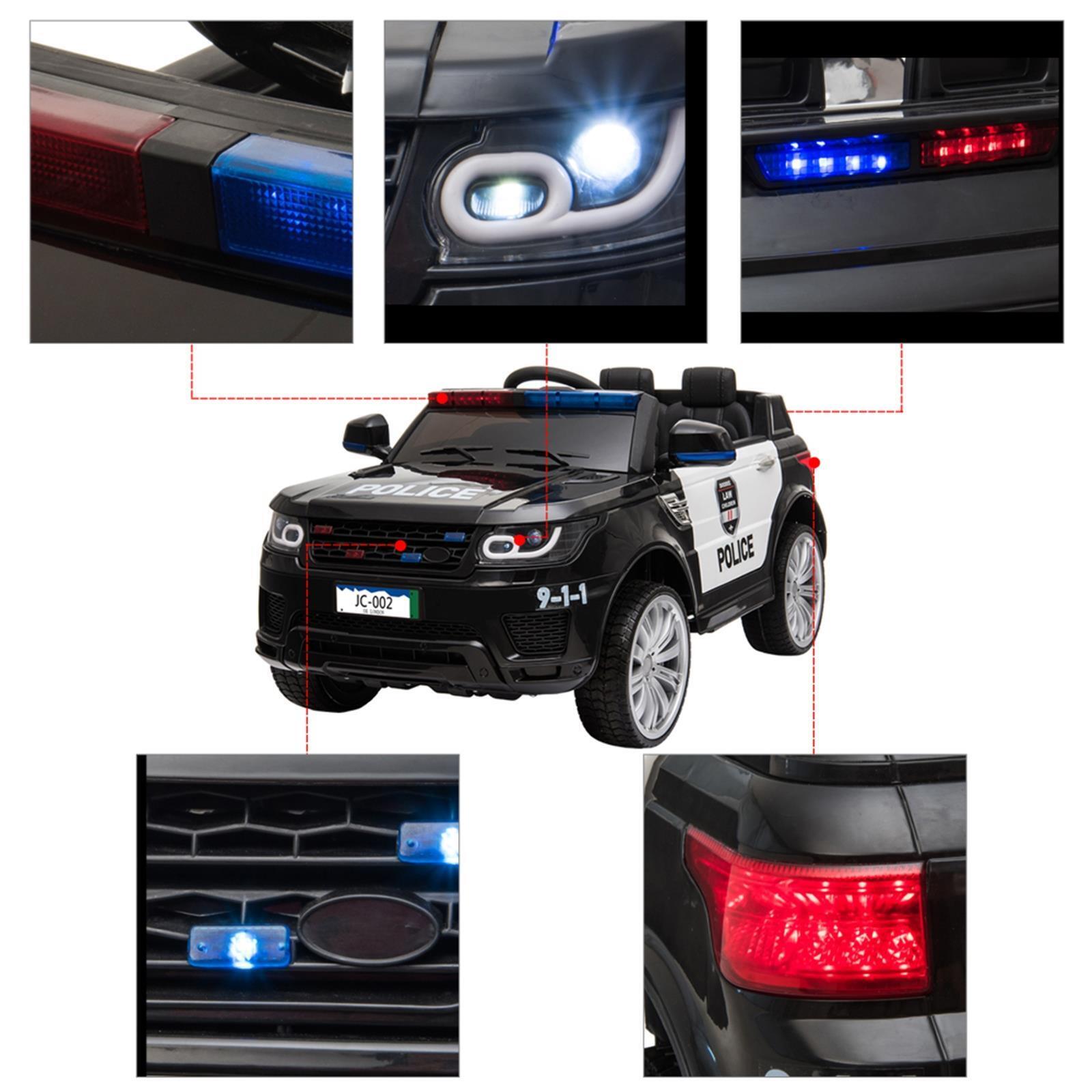 Kids Police Ride On Car with Remote Control, Music, and Horn - 12V Electric Toy