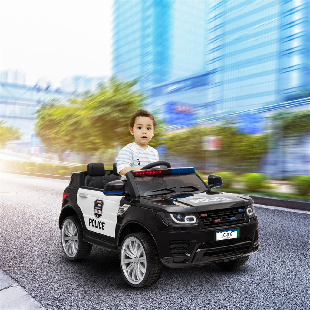 Kids Police Ride On Car with Remote Control, Music, and Horn - 12V Electric Toy