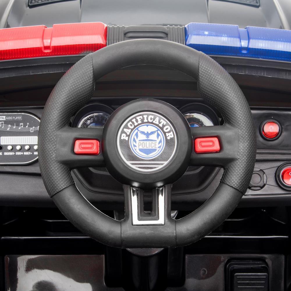 Kids Police SUV Ride-On Car with 2 Speeds, LED Lights, Music, and Parental Control - Black