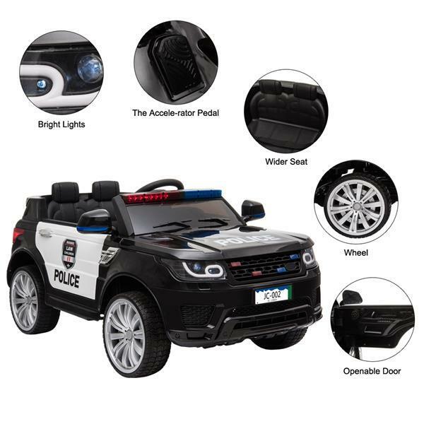 Kids Police SUV Ride-On Car with Remote Control, Flashing Lights, and Music Horn - 12V