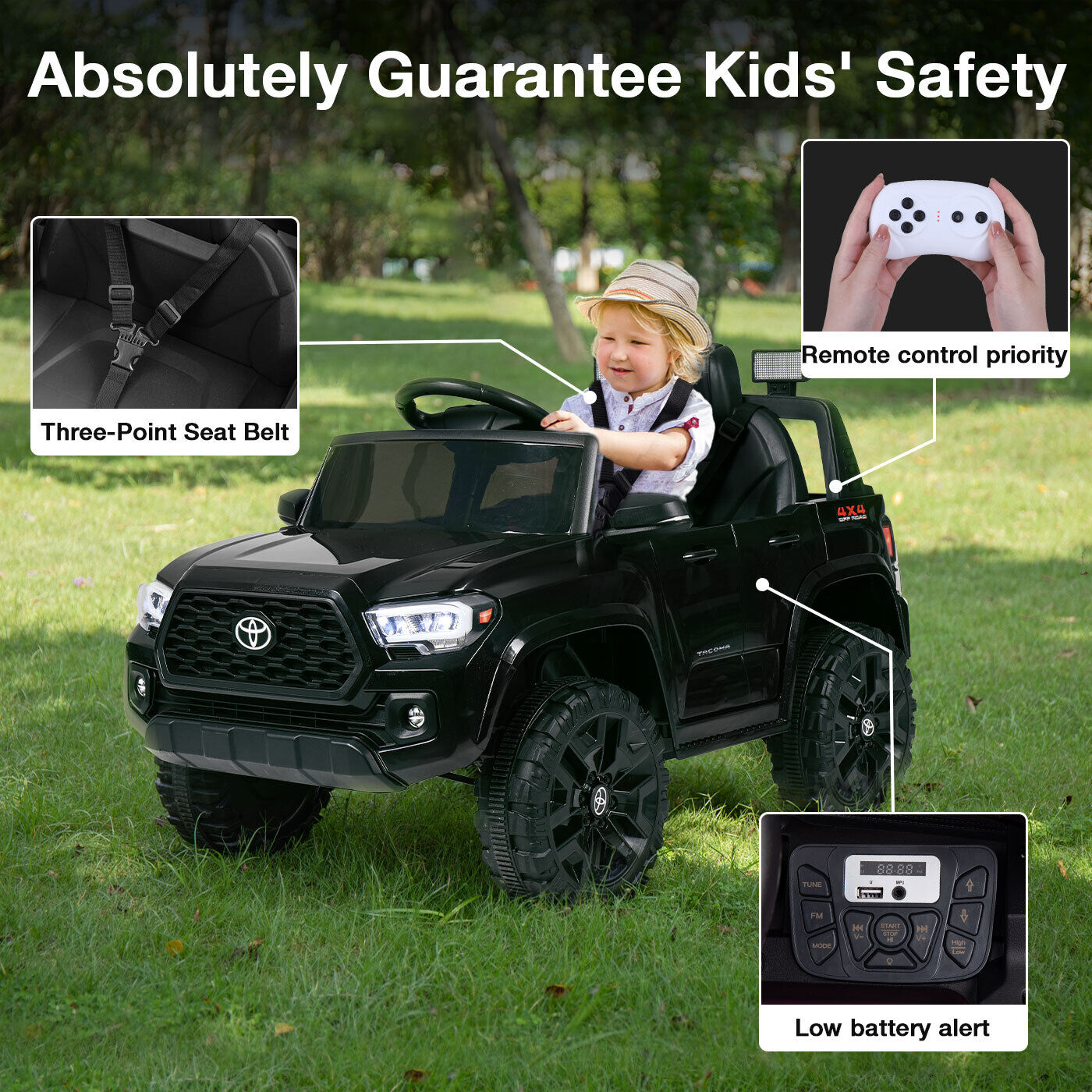 Kimbosmart 12V Electric Ride On Car for Kids with USB MP3 and Remote Control