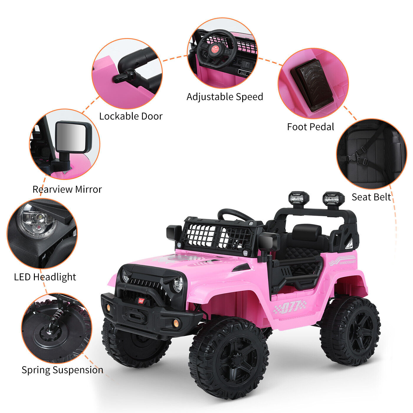 Kimbosmart 12V Kids Ride On Truck Car with Remote Control and 3 Speeds - Perfect Gift for Little Drivers