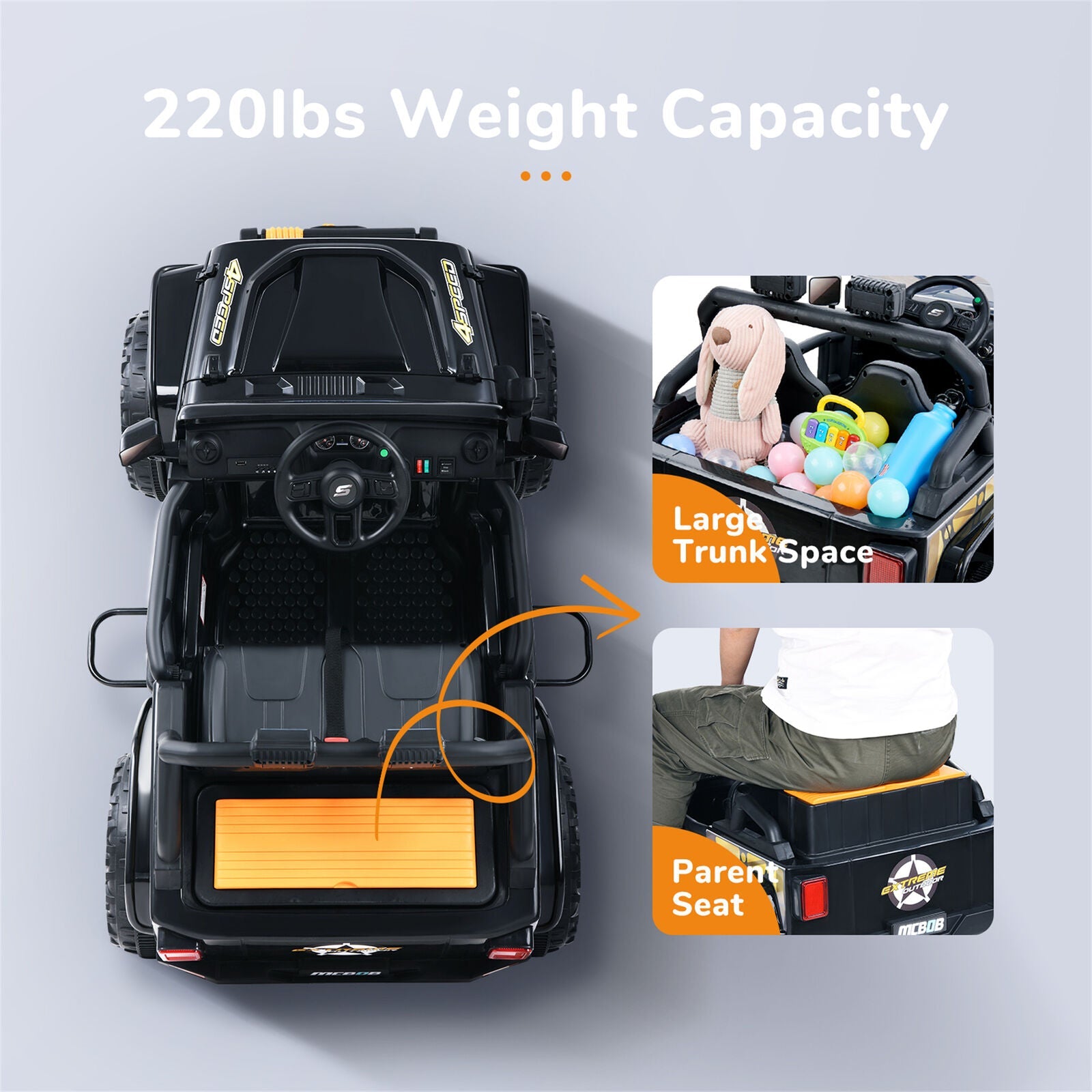 KLOKICK 12V Kids Electric Ride On Car Truck with Remote Control, FM Radio, and Bluetooth Connectivity