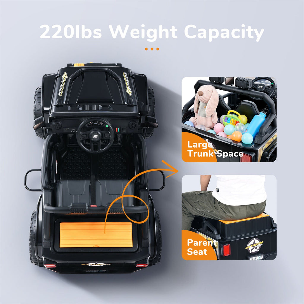 Parent-Child Ride-On Truck with Remote Control, FM Radio, and Bluetooth Connectivity