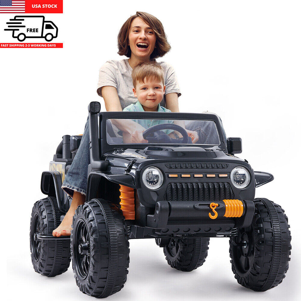 12V Electric Parent-Child Truck Ride-On Toy with Remote Control and LED Lights - 3 Speed Options