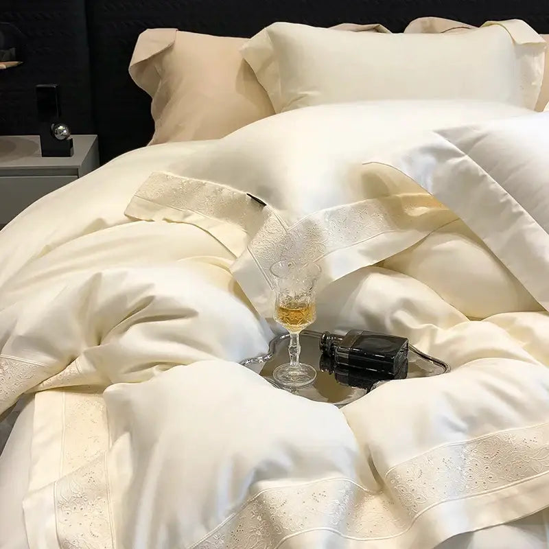 Lavender and silver 1200tc luxury embroidery bedding set bedroom